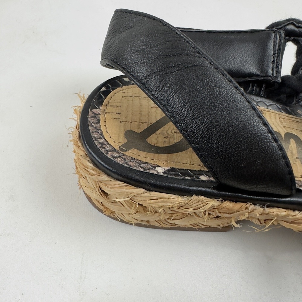 Sam Edelman Black Cristan Rope Sandals Espadrille Sz 6 Ankle‎ Strap Woven $72 - Picture 6 of 10